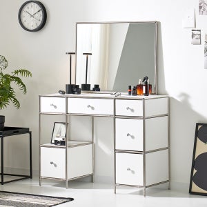 세렌티 3단 서랍 모듈 선반형 수납 화장대 퓨어화이트