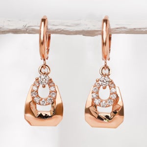 14K 18K 핑크골드 큐빅 레이어드 칸 귀걸이 아내 여자친구 기념일 선물 금귀걸이