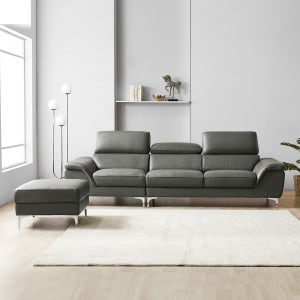 동서가구 캐니스 무빙헤드 스툴포함, 다크그레이, 4인용