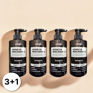쿤달 허니 앤 마카다미아 샴푸 네이처 베이비파우더 500ml 4개