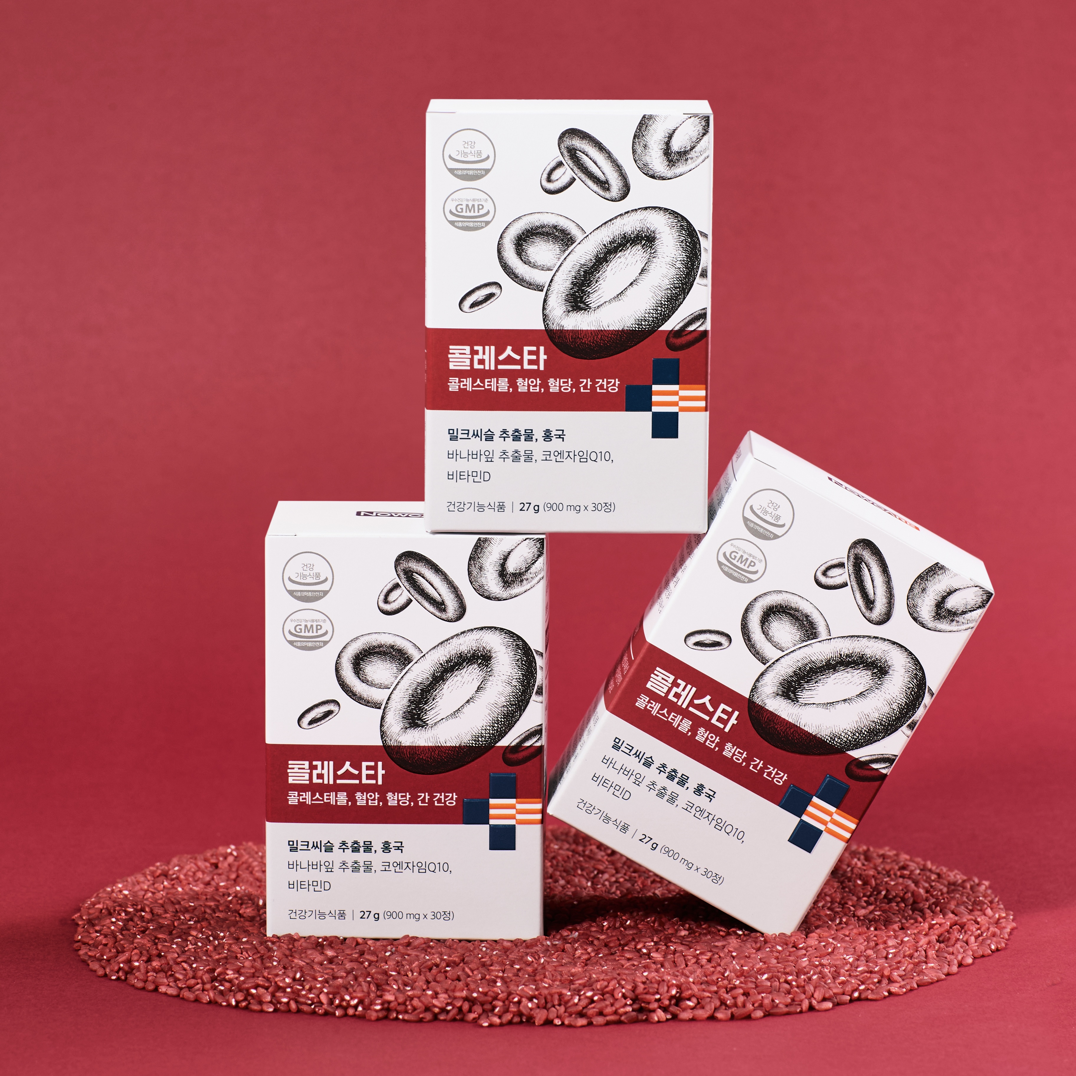 콜레스타 <b>콜레스테롤</b> LDL 개선 홍국 혈압 코엔자임Q10 밀크씨슬 MSQ 30정, 3개