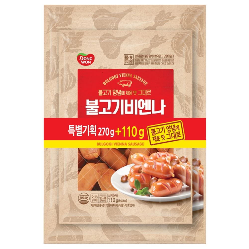 Ppareumishopping Dongwon Bulgogi Vienna Sausage 270g+110g, Ham