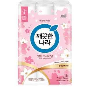 깨끗한나라 허브가든 벚꽃 화장지 28m 3겹 30롤 2개 총60롤