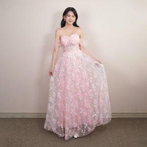 소피 플라워 드레스 핑크 셀프웨딩스냅 2부 피로연 스몰웨딩 오프숄더드레스