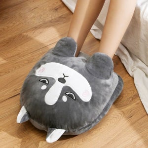허스키 USB 온열 발난로 쿠션 사무실 풋워머 발히터 발열슬리퍼