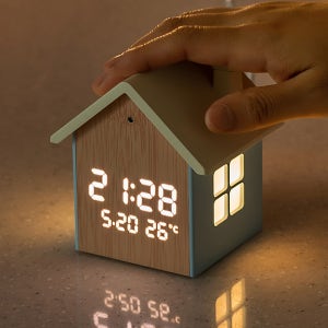 무소음 LED 알람 탁상시계 디지털 인테리어 무드등 전자 시계 미니 책상 우드 탁상용