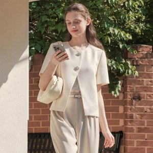 [슈퍼적립][제로스트릿] 썸머 슬릿 트위드 자켓 SUMMER SLIT TWEED JACKET / VANILLA