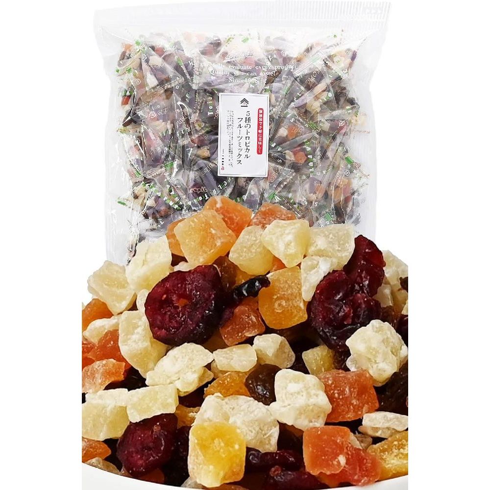 일본 말린 과일 믹스 5종 (크랜베리 망고 건포도 파인애플 <b>파파야</b>)( 개별포장 상업용 대용량) 1kg