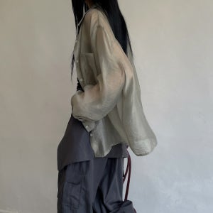 쉬폰 시스루 루즈핏 남방 오간자 블라우스 셔츠