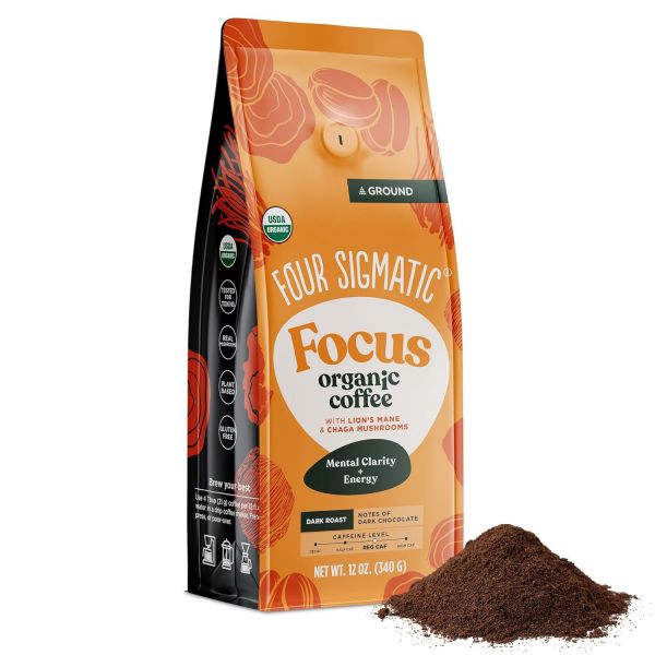 <b>Four Sigmatic</b> 그라운드 머쉬룸 커피 다크 로스트 원두 12온스