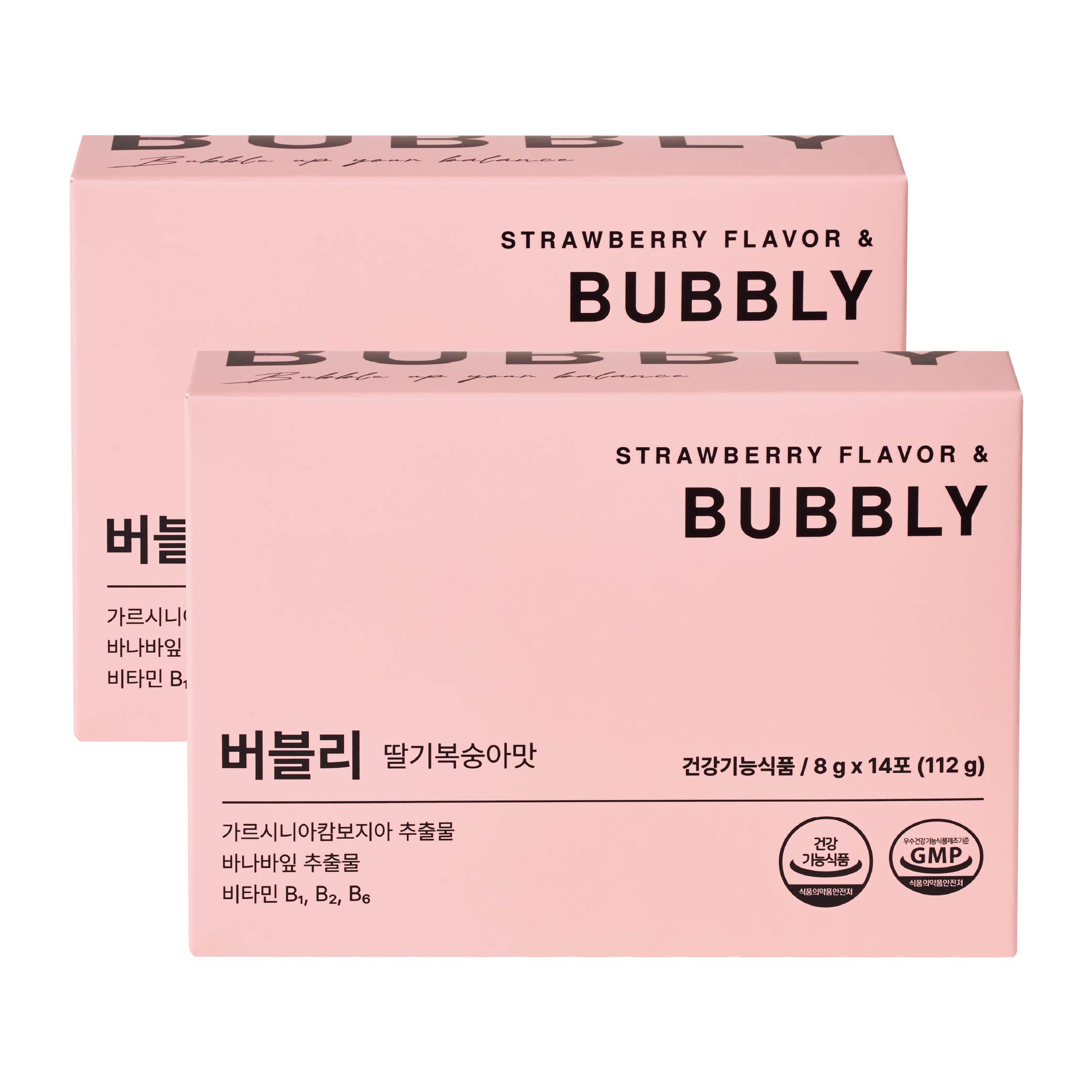 이퓨니드 가르시니아 탄산 다이어트 보조제 버블리 딸기복숭아맛 14포, 2개