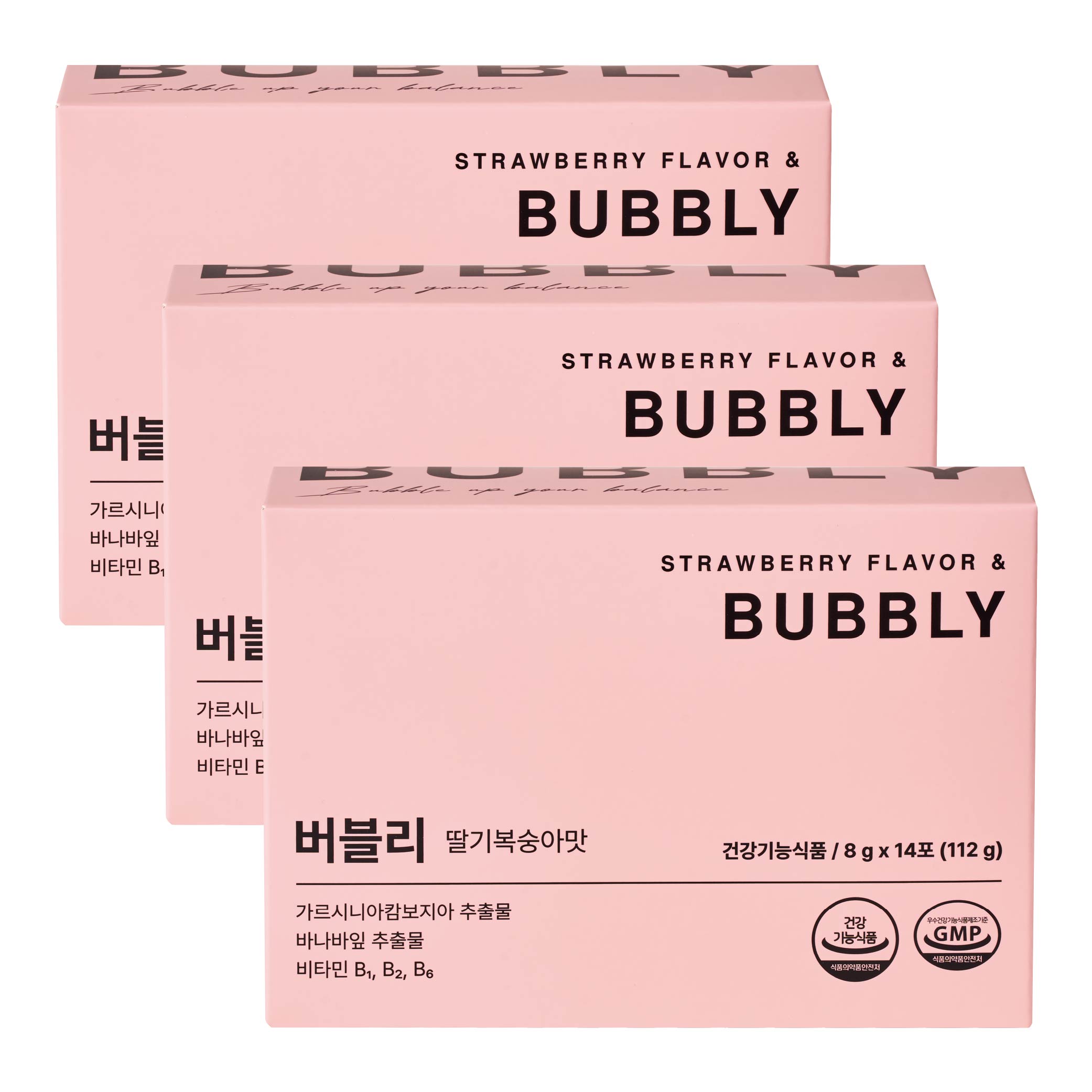 단영x버블리 2차 이퓨니드 가르시니아 탄산 다이어트 보조제 버블리 딸기복숭아맛 14포, 3개