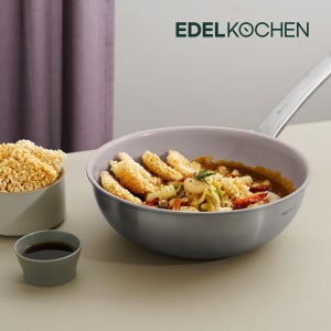 에델코첸 올 뉴 이지프리즘 스텐 웍팬+뚜껑 인덕션용 세라믹코팅(얼그레이)24cm