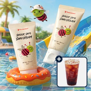 1+1 더블하트 무기자차 시어 세이프 아기 유아 선크림 50g 2개 / SPF50+ 이지워시