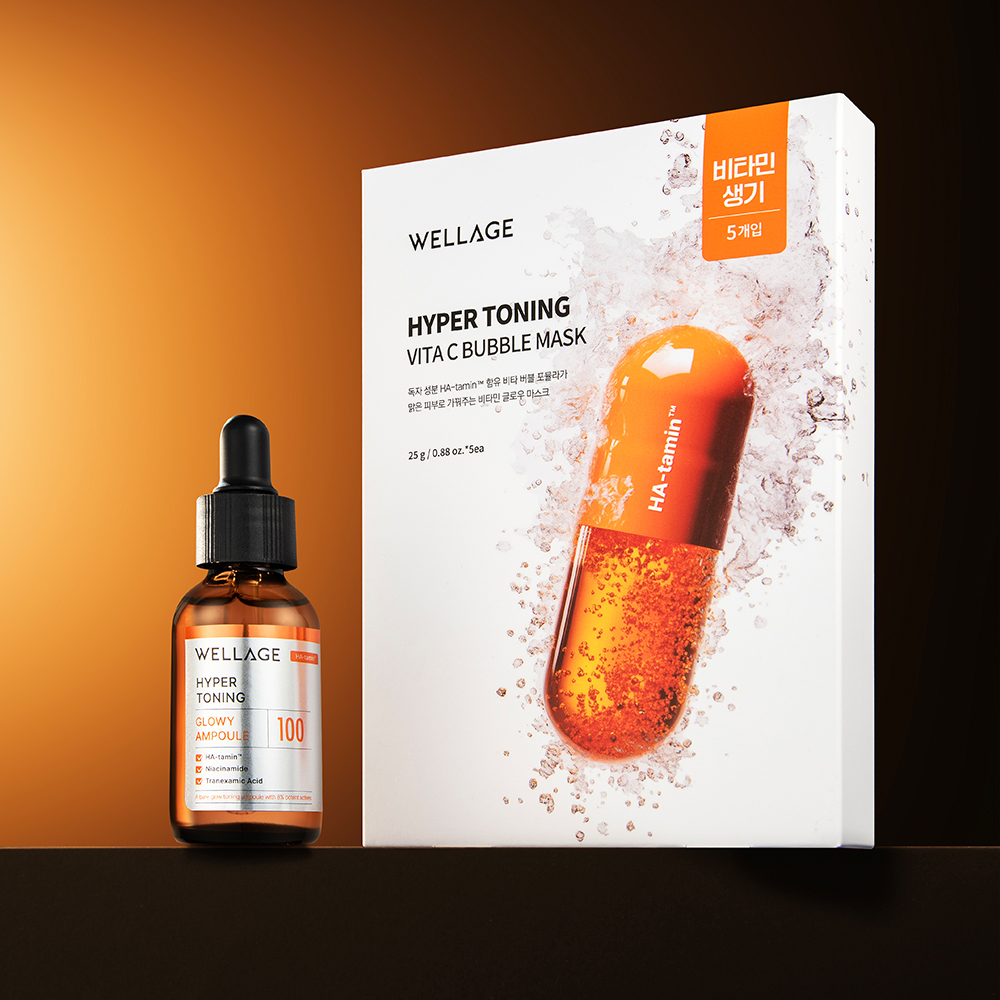 [토닝듀오] <b>하이퍼</b> 토닝 글로이 앰플 30ml + <b>하이퍼</b> 토닝 비타 <b>씨</b> 버블 마스크 25gx5매 2종세트