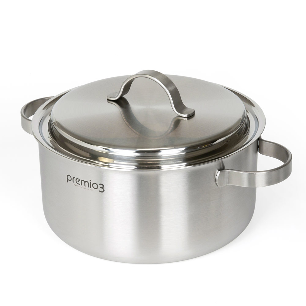 키친아트 국내산 프리미오 통3중 스텐 304 24CM 양수냄비 인덕션겸용 3PLY