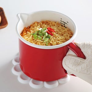 이유식냄비 1인용 밀크팬 편수 손잡이 멀티 라면냄비 15cm, 레드