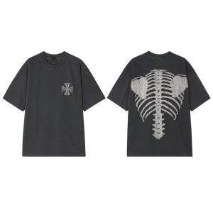 고퀄 해골 십자가 프린팅 빈티지 피그먼트 스트릿 힙합 오버핏 반팔티