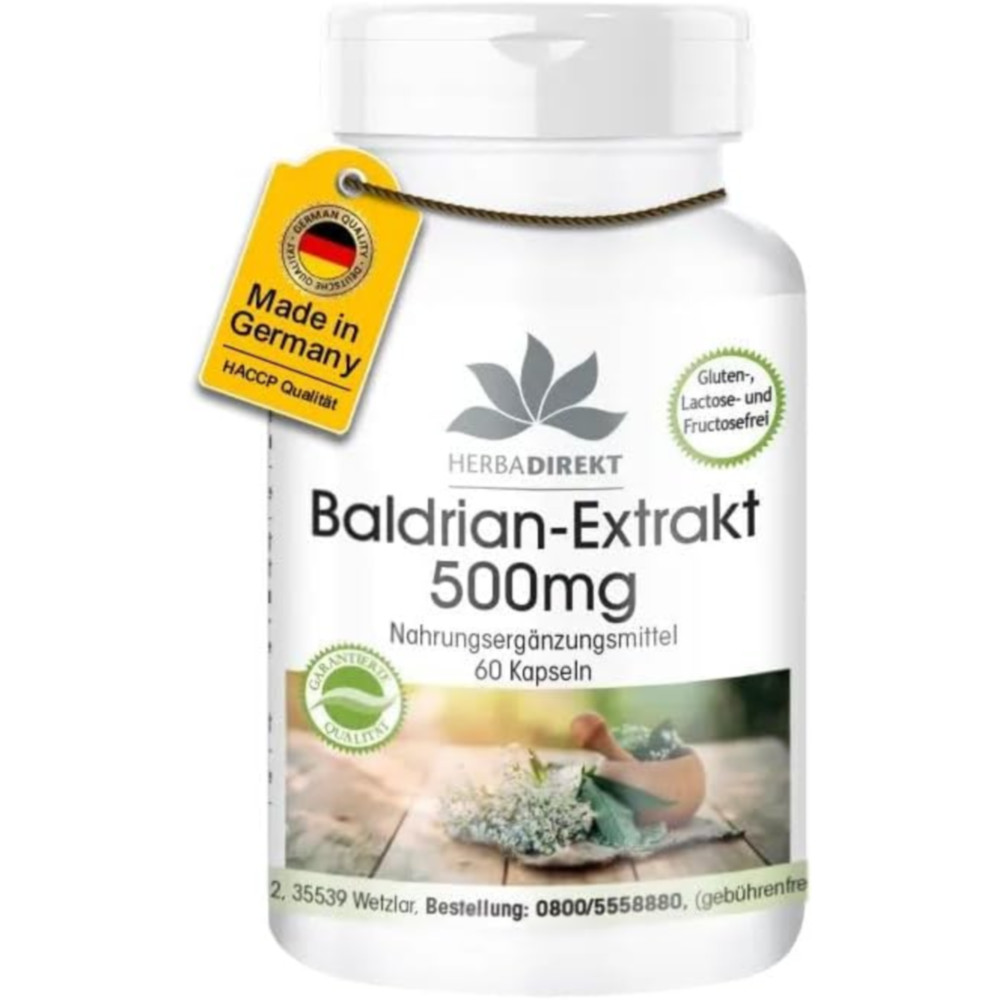 독일 HERBA DIREKT 발레리안 숙면 수면 도움 비건 60캡슐