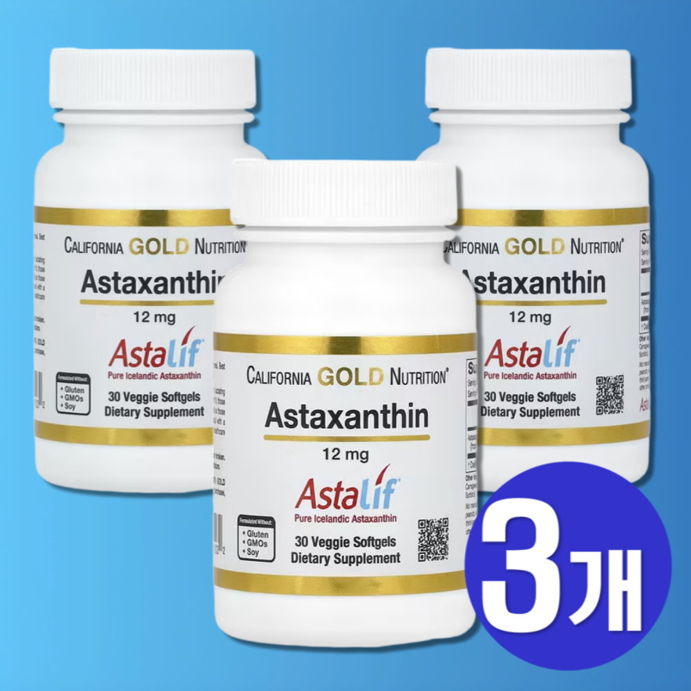 CGN 아스타잔틴 Astaxanthin 12mg 30정 3통 캘리포니아골드뉴트리션