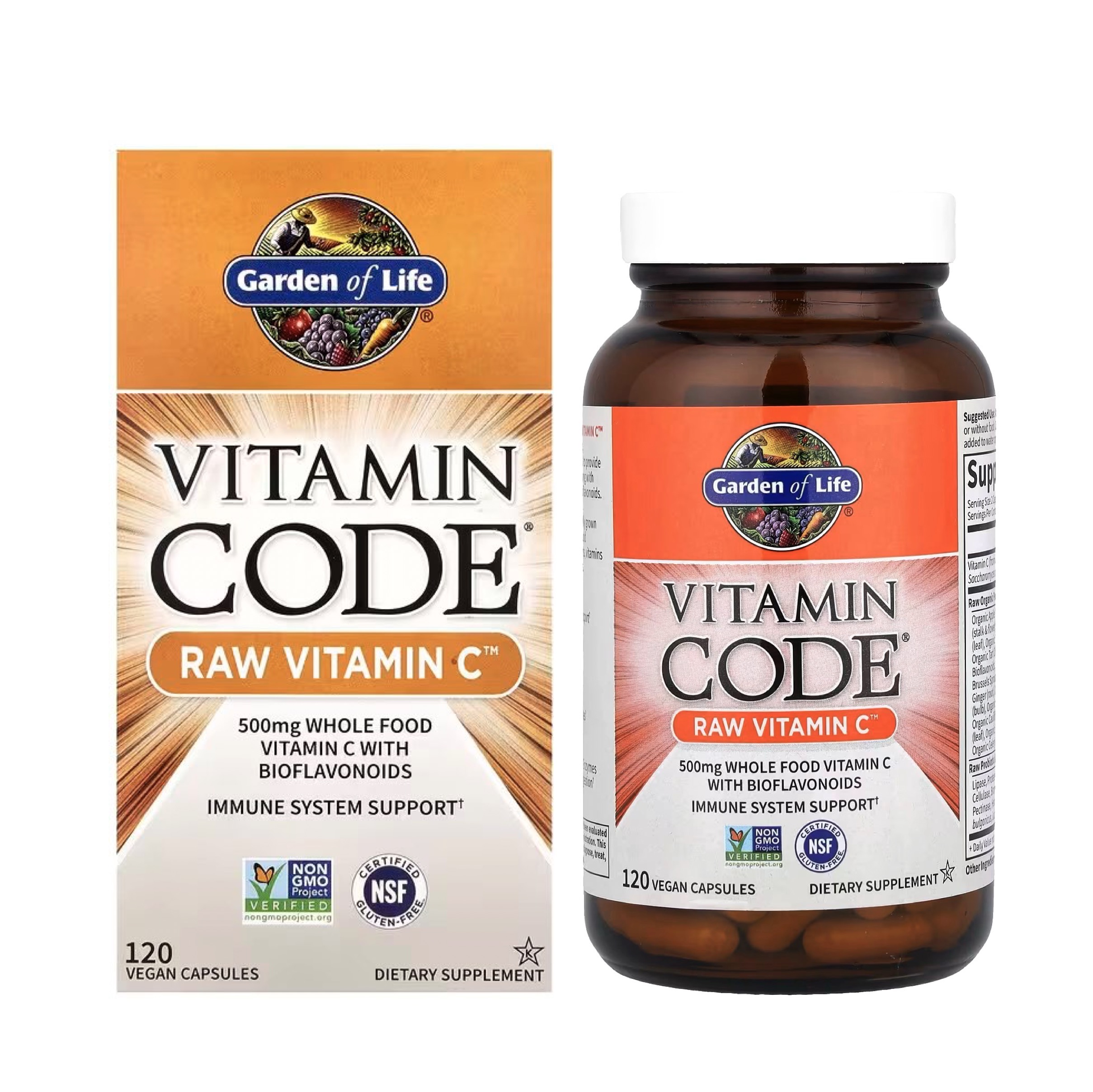 가든오브라이프 <b>비타민C</b> 120베지캡슐 Garden of Life <b>RAW</b> Vitamin <b>C</b>