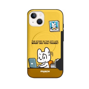 맥세이프 범퍼 카드 2장수납 케이스 귀여운 강아지 뭉크 일상 열일중, 아이폰13 미니