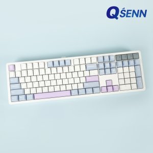 QSENN 큐센 Q104 PBT 유무선 핫스왑 풀배열 기계식 키보드 블루퍼플, 퍼플축
