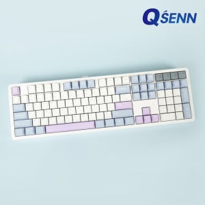 QSENN 큐센 Q104 PBT 유무선 핫스왑 풀배열 기계식 키보드 블루퍼플, 저소음 바다소금축