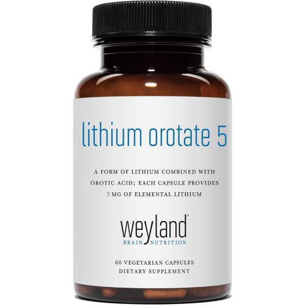 Weyland Brain Nutrition <b>리튬</b> 오로테이트 - 채식 캡슐당 원소 5mg