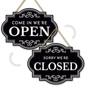 리빙코어 오픈클로즈 팻말 우드양면 안내판