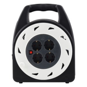 캠핑릴선 캠핑용 멀티탭 릴선 연장선 케이블릴 리드선 4구 20m 화이트/다크 그레이