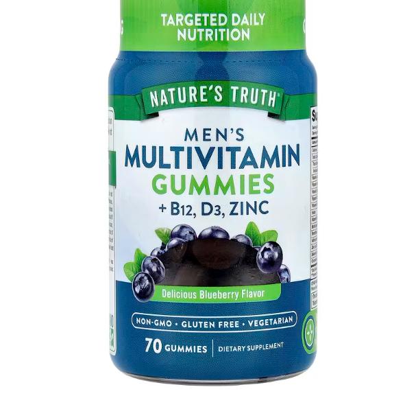 네이쳐스트루스 <b>맨스 멀티비타민</b> B-12 D3 아연 내추럴 블루베리 식물성 <b>구미</b>젤리 70개
