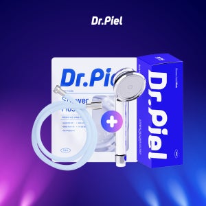 [욕실 세트] 와이드 샤워기 + 에코 샤워호스 바닐라 블루 (1.5m / 2.0m 선택)