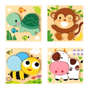 브레인버니 유아원목퍼즐 장난감 자동차 동물 교구 세트