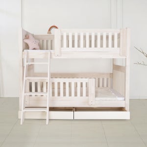 수앤홈 슈슈아 원목 분리형 2층침대 슈퍼싱글 사다리형 하단서랍