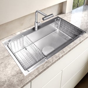 프로맘 사각 싱크볼 레인도트 엠보 E858 설치비 포함 나노 코팅 씽크볼 리폼 풀패키지