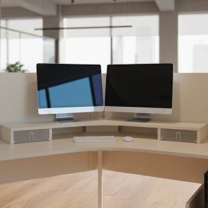 모벨러 120도 커브 듀얼 모니터받침대 120도형 감성 디자인 사무실 책상 와이드 고급형