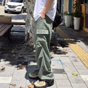 1+1 썸머 카고 와이드 팬츠 남자 나일론 여름 바지