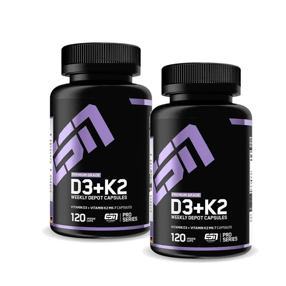 이에스엔 비타민D3 K2 MK7 캡슐 120정 2개 <b>ESN Vitamin D3</b> K2 Depot