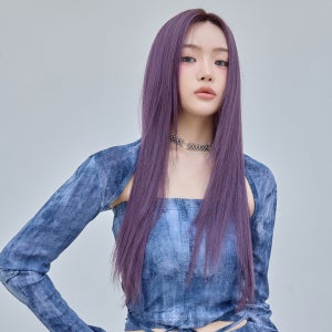 수제 통가발 스트레이트 25인치 슬릭컷 퍼플