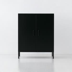 MKB 캐비넷 모던세로중 2문 수납장 8001015 80x40x102, 3단, 블랙 6117.3762