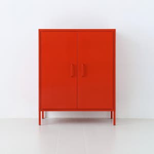 MKB 캐비넷 모던세로중 2문 수납장 8001015 80x40x102, 3단, 레드 4393.6113