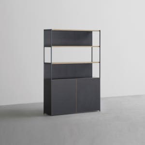 데스커 1200폭 철제책장 수납형 1200x1738x320mm, 5단, 빈티지블랙