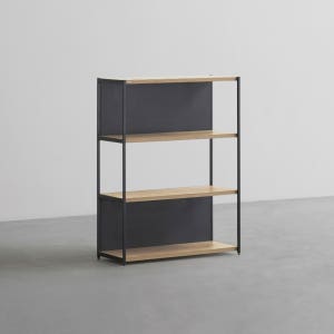 데스커 800폭 철제책장 오픈형 800x1061x320mm, 3단, 메이플+빈티지블랙