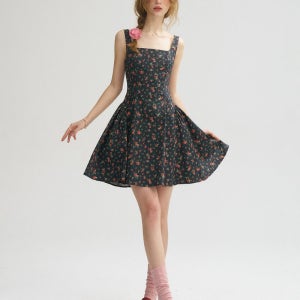 [신스덴] 빈티지가든 플레어 미니원피스