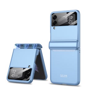 완벽 힌지 액정 보호 강화유리 마그네틱 케이스 360도 풀커버 라이트블루, 갤럭시Z 플립4