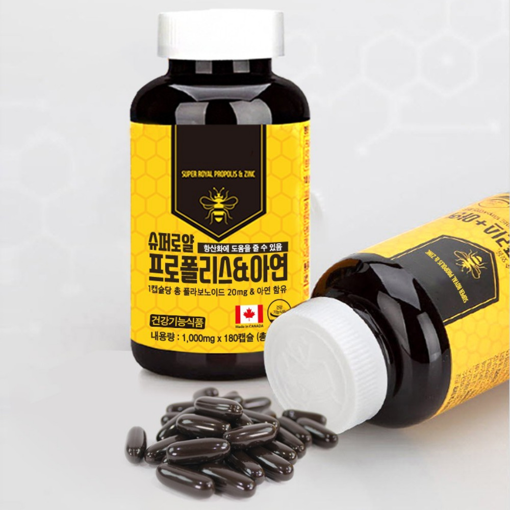 힐링팩토리 슈퍼<b>로얄 프로폴리스</b> 면역 <b>골드</b> 에이 굿데이 약6개월 180캡슐, 1개