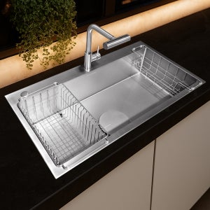 프로맘 사각 싱크볼 레인도트 엠보 E982 설치비 포함 나노 코팅 씽크볼 리폼 풀패키지