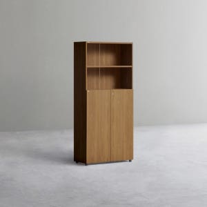 데스커 800폭 3단 수납형 목제깊은수납장 도어형 DSCB0835A 800x411x1738mm, 5단, 모던아카시아