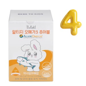 [예약판매] 베투키 알티지 오메가3 미니 츄어블 알래스카 키즈 어린이 770mg x 60캡슐, 4개